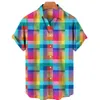 Men's Casual Shirts Men's Hawaiian T-Shirt 3D Tartan Printed Hombre Fashion Shirt Casual Beach Clothes Support for Customization 230504