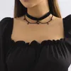 Kedjor koreanska mode svart sammet choker halsband för kvinnor goth moon stjärna pendell elegant estetiska kpop smycken collier femme