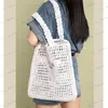 Kvällspåsar Designer Letters Hollow Str Handväskor Luxury Paper Woven Women Shoulder Bags Handgjorda Summer Beach Stor tygväska Casual Purse T230504