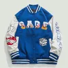 Kurtki męskie hip hop varsity baseball męs harajuku patchwork furry liter haftowe bombowce płaszcze swobodne luźne kurtka w szyku w szpic unisex