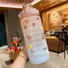 Tumblers 2 Liter Sports Water Bottle with Straw Portable Travel Bottles with Time Scale Fitness Cup Summer Cold Water Large Capacity 230503