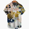 Camisas casuais masculinas 2022 Camisa de manga curta masculina de verão retro impressão de tinta 3D camisa masculina casual havaiana solta Harajuku 5xl AA230503