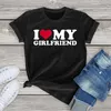 T-shirt w 100% bawełna kocham mój chłopak T shirt kobiety mężczyźni zwykłe pary unisex kocham moją dziewczynę t koszule dziewczyna miłosne prezenty