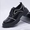 Heren Patent Leather Business Casual Shoes Vintage Lace-Up Flats Low Top Luxe mannelijke Formele schoenen Chaussure Homme Zapatos D2H44