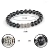 Strand Trendy Inlay Zircon Elastic Black CZ Beads Charm Smooth Onyx Handmade Chain Bracelets Women Jewelry Pulsersa Mujer