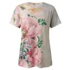 T-shirt da donna a maniche lunghe con bottoni, tunica estiva da donna, girocollo, stampata floreale, top per sollevamento pesi, da donna