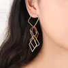 Brincos de balanço Wybu Romboid Shape French Wire Drop By Jewelry Geomatric Square 3D Metal Hoop Flor Earing For Women Gift