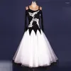 Stage Wear Lady Modern Dance Dress Ballroom Big Pendant Long Sleeve Hand Made Diamond Dancing Girls Competition Costumes D-0142