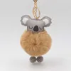 Keychains Fashion Cute Fur Ball Koala Keychain Handbag Purse Fluffy Key Ring Bag Car Holder Pom Chain Jewelry Presenttillbehör