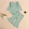 Ensembles de vêtements bébé fille costume deux pièces imprimé soleil combinaison à manches longues et pantalon évasé