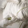 Bedding Sets Natural Lyocell Fibre Luxury Set Hollow Out Lace Edge Embroidery Duvet Cover Soft Silky Flat/Fitted Bed Sheet Pillowcase