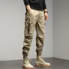 Herenbroek kaki vrachtbroek mannen trekstrek enkel lengte 9 deel broek streetwear mode katoenen broek mannen casual werkbroek militair 230504