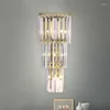 Vägglampor rostfritt stål Långt modernt kristallledt ljus sovrum natt sconces interiör belysning badrumsdekor