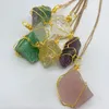 Colorful Natural Crystal Stone Energy Healing Gold Plated Pendant Necklaces With Chain Party Club Jewelry For Women