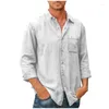 Casual shirts voor heren 2023 Heren Solid Long Sleeve Shirt Slim Fit Polo Cardigan Top Clothing