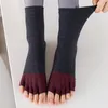 Sportsocken mit fünf Zehen, Yoga, Damen, Baumwolle, Punkt, Silikon, rutschfester Griff, Pilates, halbe Zehen, zehenlos, Rundhalsausschnitt