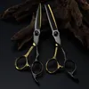 Professional JP 440C Steel 6 '' SCISSOR SVART GULLE Hårsax Frisyr Tunnande Barber Cutting Shears Frisör