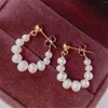 Boucles d'Oreilles Cercle Perle 2023 Oreille 14K Or Rempli Argent 925 Simple Pour Femmes Filles Tendance