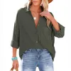 Women's Blouses 2023 Spring Green Button Up Shirts Women Cotton Long Sleeve Korean Office Lady Blouse Summer Fall Basic White Blue Tops