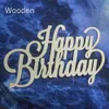 Other Festive Party Supplies Happy Birthday Wooden Name Sign Laser Cut Acrylic Mirror Gold Wall Letters Hanging Home Backdrop Decoration 230504