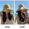 BERETS FOUXバケツ夏の女性は両側に着る釣りのバイザーシェードを印刷するFACE UV保護折りたたみ折りたたみ韓国韓国日本語