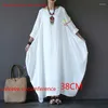 Casual Dresses 2023 Summer Autumn Big Size Shirt Topps Women Lose Vintage Blue Boho Cotton Linen Maxi Robe Fashion Female 4xl 5xl Q293