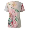T-shirt da donna a maniche lunghe con bottoni, tunica estiva da donna, girocollo, stampata floreale, top per sollevamento pesi, da donna