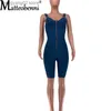 Jumpsuits voor dames rompers zomer mode denim verstelbare spaghetti -band één stuk bodysuit dame backless rits combinatie femme t230504