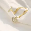 Bedelarmbanden trendy luxe stapelbare hartarmband voor vrouwen bruiloft vol kubieke zirkoon kristal cz dubai zilveren kleurfeest hxb010