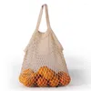 Le stockage met en sac le sac amical réutilisable de filet de ficelle d'achats de maille de coton d'Eco pour le fruit et le paquet