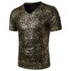 Men's T-skjortor Summer Nightclub Bar Fashion Casual Bronzing Tryckt kortärmad T-shirt H16-17