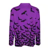 Men's Polos Gothic Spooky Polo Shirt Autumn Purple Bats Print Casual Long Sleeve Collar Stylish Graphic Oversized T-Shirts