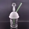 Mini Beaker Bong Starbucks cup Bubbler Water Bongs Thick Glass Water Pipes Oil Rigs Hookah With domeless nail and 14mm glass oil burner pipe