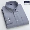 Casual shirts van heren van hoge kwaliteit 100% katoenen mannen Oxford shirt casual gestreepte of geruite lange mouwen shirts knopkraagontwerp regelmatig fit 4xl 3xl 230504