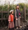 Kız Elbiseler Sonbahar Kış Kore tarzı bebek kızlar pamuk keten fener kollu çocuklar kıyafetler çocuklar ekose