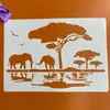 Bakformar a4 29 21 cm diy stencils väggmålning scrapbook målarbok prägling dekorativt papperskort mall afrikansk elefant