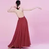 Scen Wear 90 cm 720 Degrees Paso Doble Flamenco Ballet Modern Dance Expansion Kjol Burgundy Röd vit svart vuxen Elastisk midja lång tutu