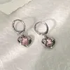 Hoop örhängen vsnow Creative Pink Crystal Rhinestone Earings For Women ovanlig kärlek Hjärt Silverfärg Metall smycken Tillbehör