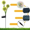 Solar Outdoor Lights With Dandelions Three-headed Dandelion LED Garden Decor For Outside Decorative Lamp Ground Plug Light Lawn