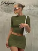 Two Piece Dress Dulzura Sexy Y2K Clothes 2 Sets Letter Print Short Sleeve T Shirts High Waist Bodycon Mini Skirts Matching Outfits Sporty 230504