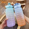 Tumblers Water Bottle 2 Liters Cute Sport School Office Gym with Lid and Straw Timescale Motivational Drinking Bottles for Girl BPA Free 230503