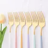 Zestawy zastawy stołowej 6PCS Fork Fork Setle Multicolor Gold Dessert Deserser Stale Streal Western Kitchen Western Claseware