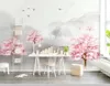 壁紙Papel de Parede Abstract Pink Peach Blossom Oil Painting Landscape 3D Wallpaper Mural Living Room Bedroom Papers Home Deor