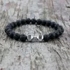 Strand Lava Bracelet Black Volcanic Stone Matte Dumbbell Beads Bracelets For Women Men Fitness Barbell Jewelry Mens