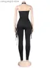 Damen Jumpsuits Strampler Eleganter Neckholder Schwarz Strass Mesh Träger Jumpsuits Sexy Schulterfrei Kristall Strampler Party Club Outfits T230504