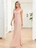 Partykleider XUIBOL Elegantes Abendkleid mit V-Ausschnitt, rosa Pailletten, lang, Damen, Schlitz, Meerjungfrau, formelles Kleid, Hochzeit, Partykleid, Maxi-Abschlussballkleider 230504