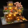 Accessoires de maison de poupée DIY Kit de construction miniature en bois Maisons de poupée avec meubles Chinois Ancienne Casa Maison de poupée Jouets faits à la main pour les filles Cadeaux de Noël 230503