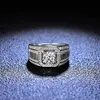 2024 bague anneaux pierre or européen mariage 14k Moissanite anneaux diamant hommes Simple pour 6.5mm VVS blanc grand