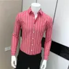 Camicie casual da uomo 2023 Abbigliamento da uomo Classico a righe Semplicità Bottone Colletto rovesciato Moda Business Primavera Estate Formale Sottile