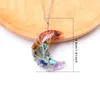 Pendant Necklaces 7 Chakras Tree Of Life Necklace Wire Wrap Crescent Moons Crystal Pendants Chip Quartz Natural Stone Resin Stainless Steel